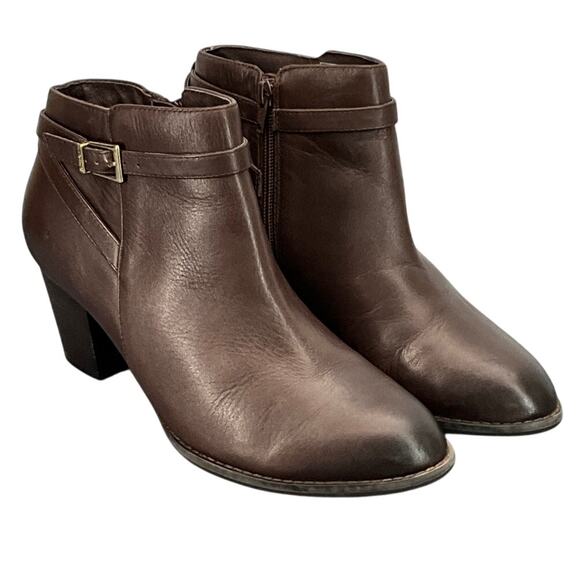 Vionic Upton Brown Leather Western 2.5" Block Heel Comfort Ankle Boot Women 9 - Picture 1 of 13